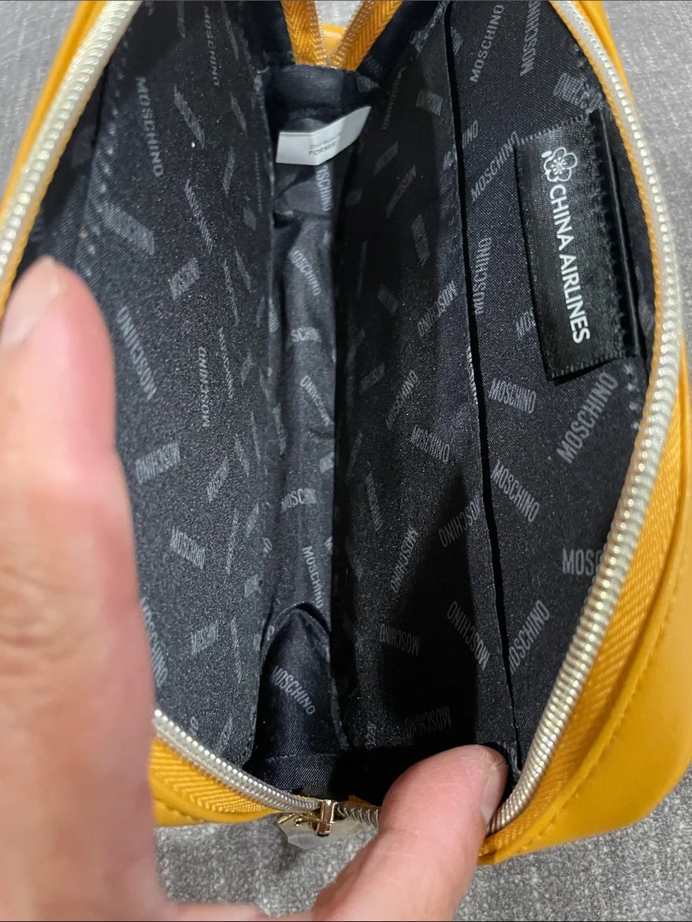 Moschino Mustard Yellow Leather Wristlet Pouch